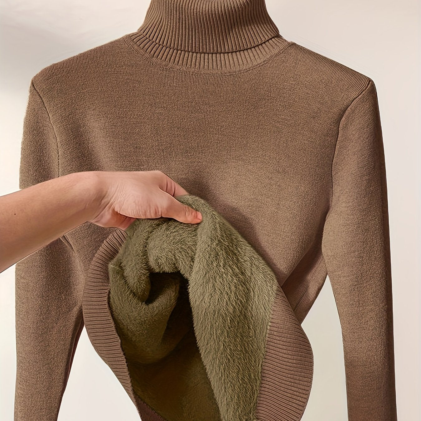 Long Sleeve Solid Turtle Neck Pullover Sweater, Casual Thermal Sweater For Fall & Winter, Women's Clothing