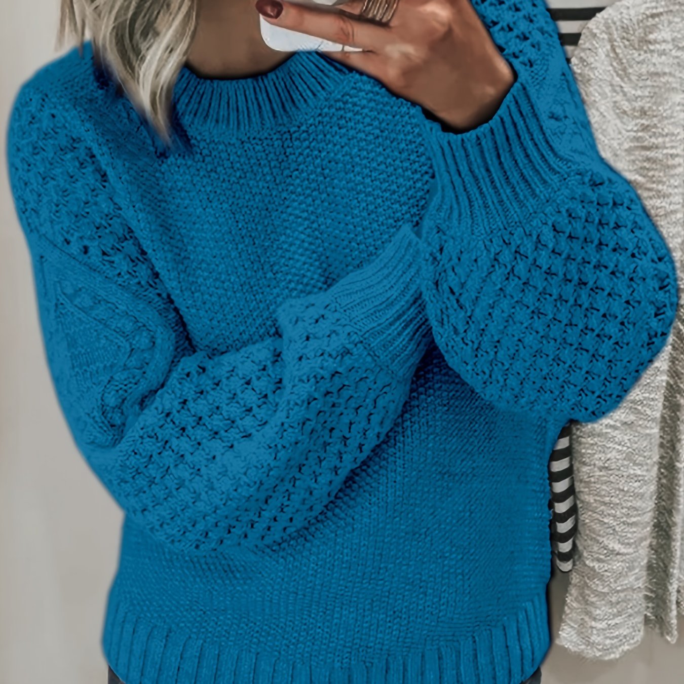 Cozy Womens Crew Neck Pullover Sweater - Soft Knit, Long Sleeve, Solid Color - Perfect for Fall & Winter Wardrobe - Fashionable and Warm Casual Style